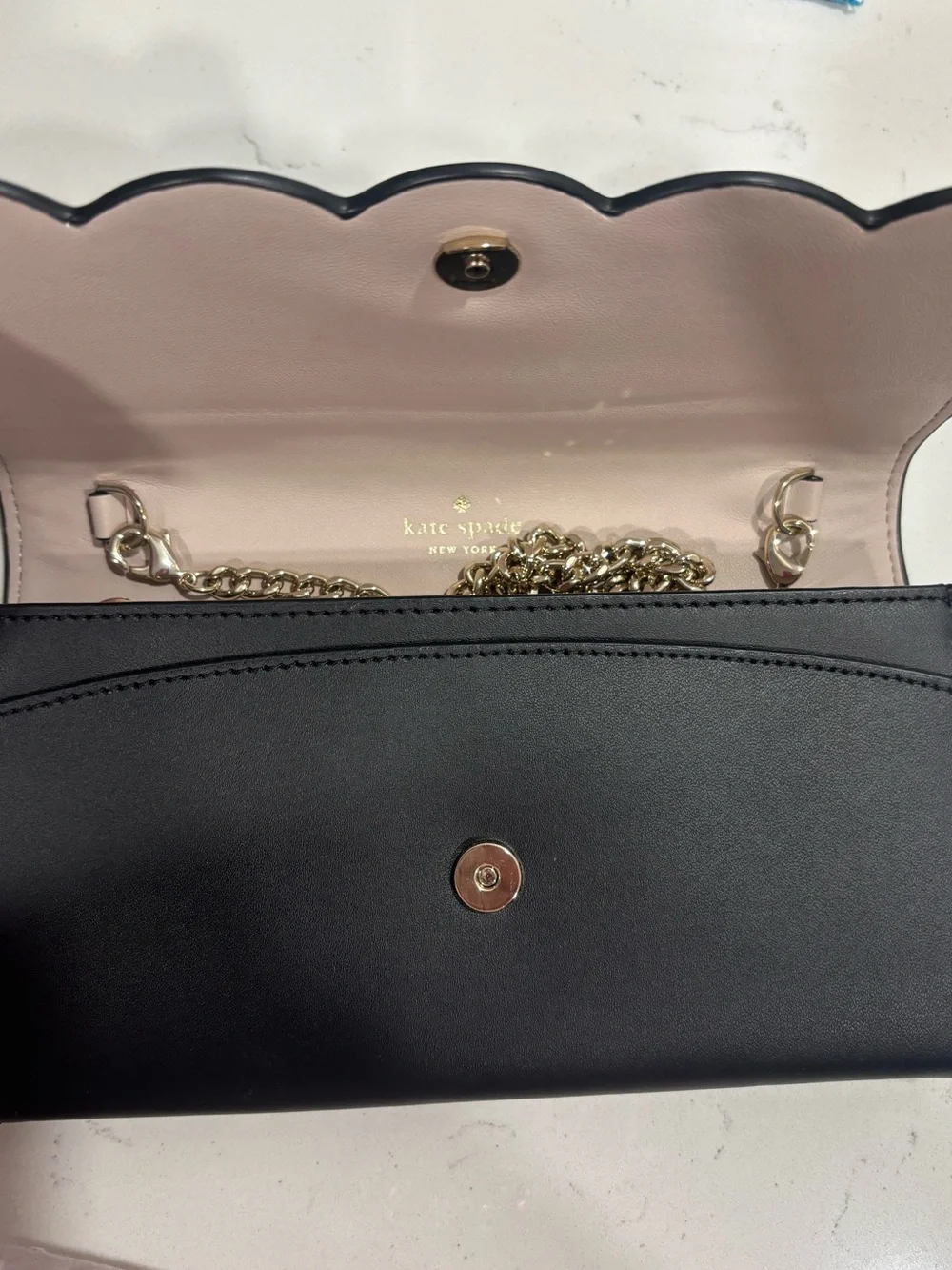 Kate Spade black scallop-edge leather purse
